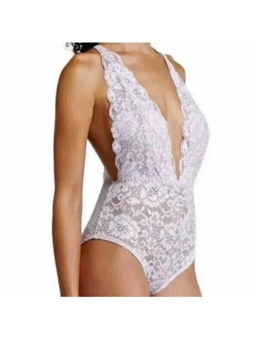 Comin in HAHt Lace Bodysuit Lavendar Lingerie Bridal Small #62416A